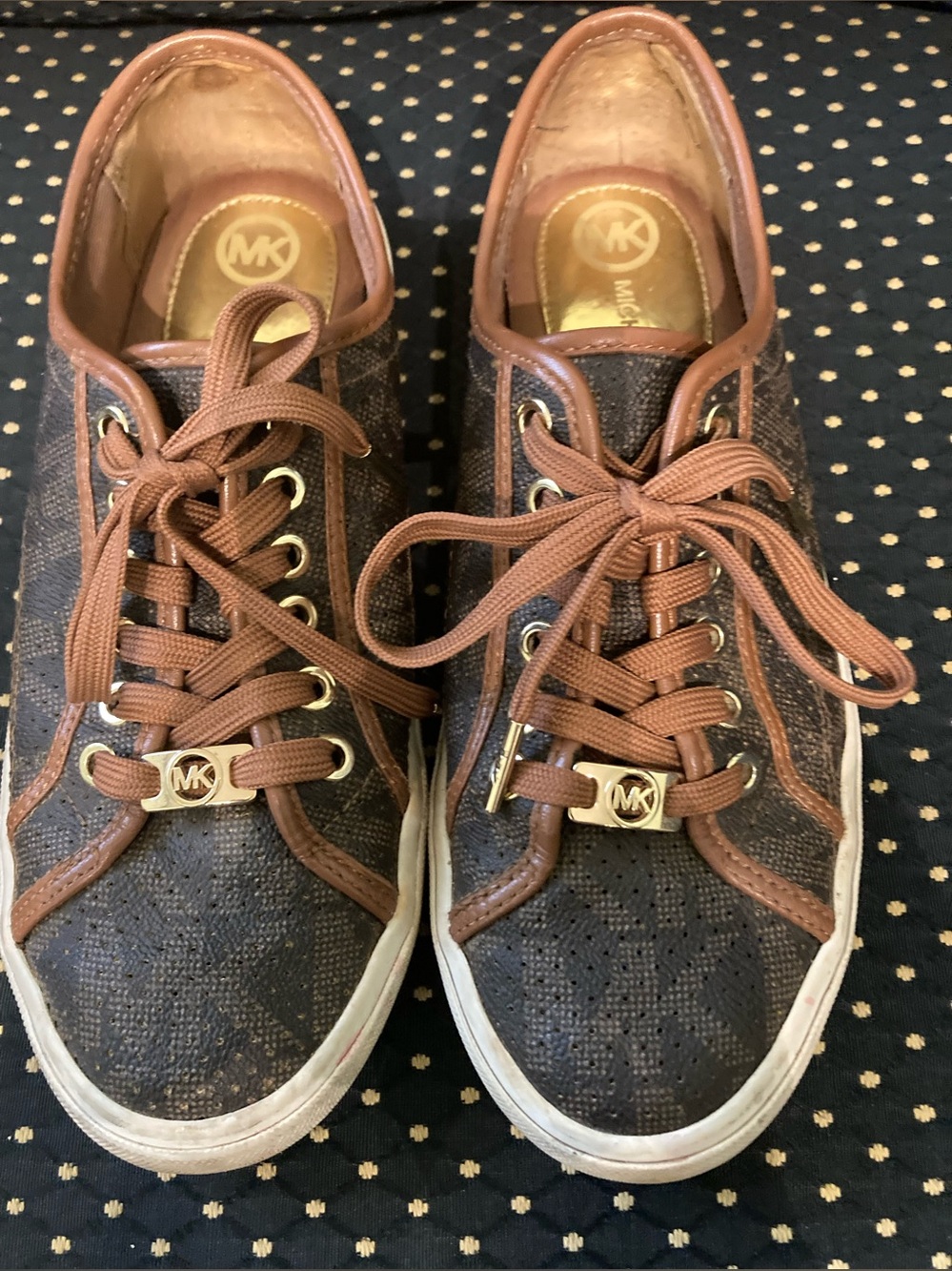 Michael Kors Women’s Size 8 Brown Tan Signature MK Sneakers Shoes